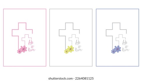 He Is Risen Concept With Minimal Vector Line Art. Line drawing, Line vector drawing, vector illustration or Easter Poster.