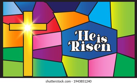 He is Risen cross vector illustration