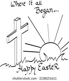 He is Risen Easter Background. Illustration for print or use as poster, card, flyer or T Shirt