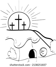 He is Risen Easter Background. Illustration for print or use as poster, card, flyer or T Shirt