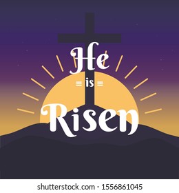 He is risen. Easter background. Vector illustration.