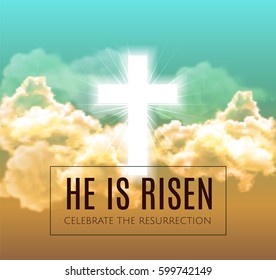 He is risen. Easter background. Vector illustration 