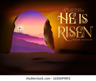 He is risen easter vector illustration