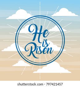 he is risen faith catholic poster sky background