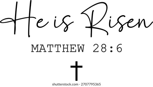Ele é Ressuscitado MATTHEW 28:6, Christian Design e Arquivo Vetor