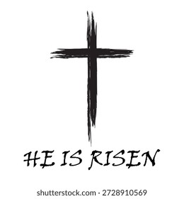 Ele é Texto Ressuscitado com Cross Vetor