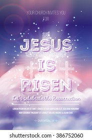 He is risen, vector Easter religious poster template with transparency and gradient mesh