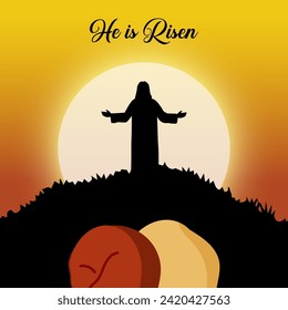 He is risen vector. Happy easter. He is risen card, banner, wallpaper. Happy easter.