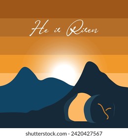 He is risen vector. Happy easter. He is risen card, banner, wallpaper. Happy easter.