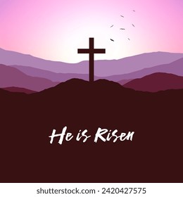 He is risen vector. Happy easter. He is risen card, banner, wallpaper. Happy easter.