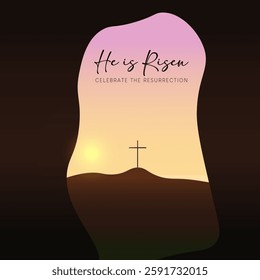 He is risen vector. Happy easter. He is risen card, banner, wallpaper. Happy easter.