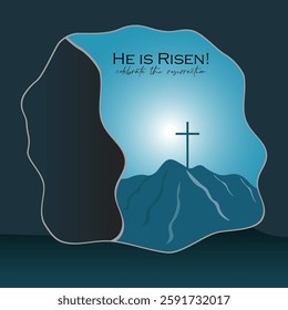 He is risen vector. Happy easter. He is risen card, banner, wallpaper. Happy easter.