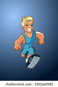 Él corre por la raza. es guerrero y guapo