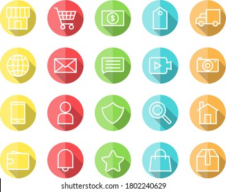 Das Beispiel-Set von Symbolen im Zusammenhang mit Business oder Online-Shopping, wie Warnsymbol, Taschensymbol, Einkaufswagen Symbol, Shop Symbol, Van Icon und etc.Editable stoke 64x64 perfekte Pixel.