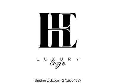 HE Serif Letter Monogram Typography Logo for Elegant Premium Branding Identity