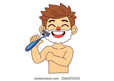 He shaves. Clipart cartoon. illustration.