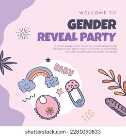 He or she. Boy or Girl. gender reveal invitation template. Vector illustration. gender reveal party. Cartoon gender reveal invitation.