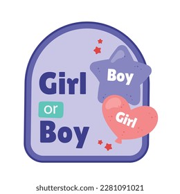 He or she. Boy or Girl. gender reveal invitation template. Vector illustration. gender reveal party. Cartoon gender reveal invitation.