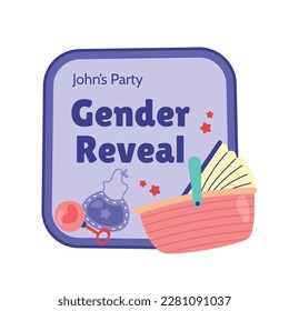 He or she. Boy or Girl. gender reveal invitation template. Vector illustration. gender reveal party. Cartoon gender reveal invitation.