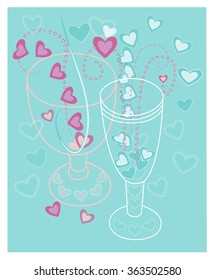 He and she on a date on Valentine's Day.Decorative composition. 