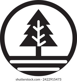 he solid black silhouette against a white background symbolizes growth, nature, and the enduring spirit of the wilderness, perfect for themes related to forestry, conservation, and natural beauty.