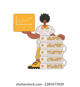 Er stand am Server mit einem IoT-Logo in seinem Griff.