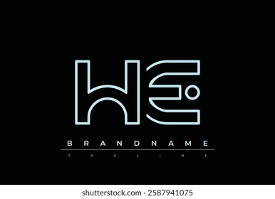 HE Technology Letter Logo Template. This tech letter logo is a graphic mark that uses letters to represent a technology company.