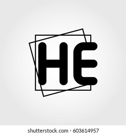 he uppercase initials square frame business logo