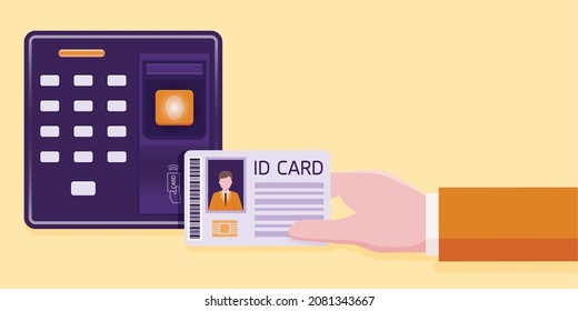 He used the employee card to scan before entering the office.
Illustration about scan card.