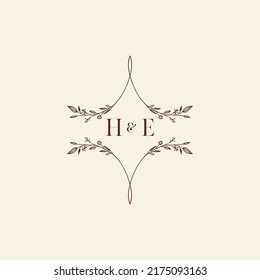 HE wedding initial logo letters in high quality professional design that will print well across any print media