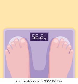 He was weighing himself during home quarantine, his weight was normal.
Illustration about weigh yourself.