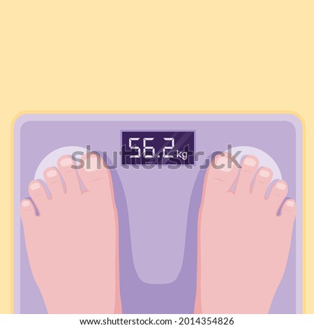 He was weighing himself during home quarantine, his weight was normal.
Illustration about weigh yourself.
