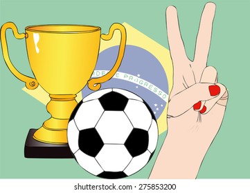 He won the Brazil - Illustration depicting the joy of a supporter for the cup won in a football tournament