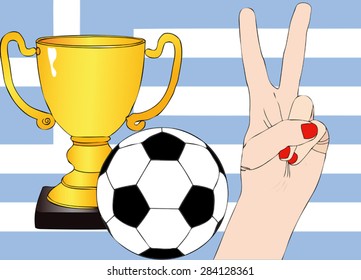 He won the Greece - Illustration depicting the joy of a supporter for the cup won in a football tournament for nations