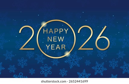 he Year 2026 Vector New Year Greetings Card Template With A Snowflake Pattern On A Dark Blue Background.