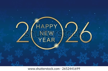 he Year 2026 Vector New Year Greetings Card Template With A Snowflake Pattern On A Dark Blue Background.