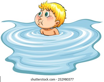 Head above the water idiom on a white background