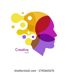 Head. Abstract creative mind. Human face. Vector illustration