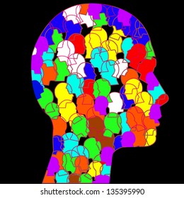 Head of the abstract person  on white background. Vector.