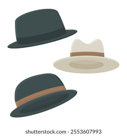 Head Accessories Classic Hat Design. Fashion Accessories Vector. Black and White Hat Design.