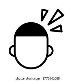 Head ache, minimal black and white outline icon. Flat vector illustration. Isolated on white background.