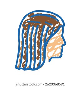 head with added buns doodle icon sketch vector. head with added buns sign. isolated symbol illustration