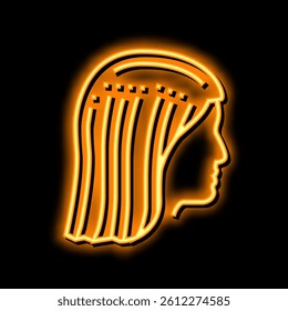 head with added buns neon light sign vector. head with added buns illustration