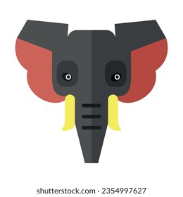 Head of African elephant. Muzzle of wild animal cartoon illustration. Wildlife and zoo concept. Sketchy geometric character, mascot. Colored flat vector isolated
