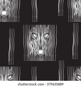 head of the African savannah zebras. black white stripes. vector. pattern