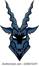 Head of Aggressive Goat with Twisted Horns
