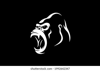 Head of Aggressive Gorilla Roaring