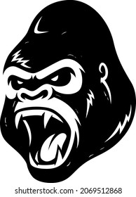 Head of Aggressive Gorilla Roaring