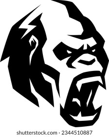 Head of Aggressive Gorilla Roaring 