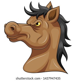 Head of an aggressive horse